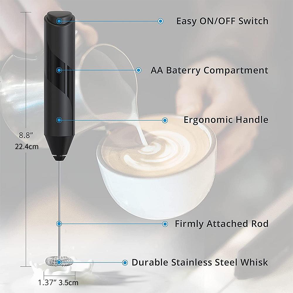 Elektrischer Milchaufschäumer Kaffeemaschine Handrührer Schneebesen Schaumbereiter Getränkemixer mit Ständer Küchenmilch Kaffee Eier Rührwerkzeug