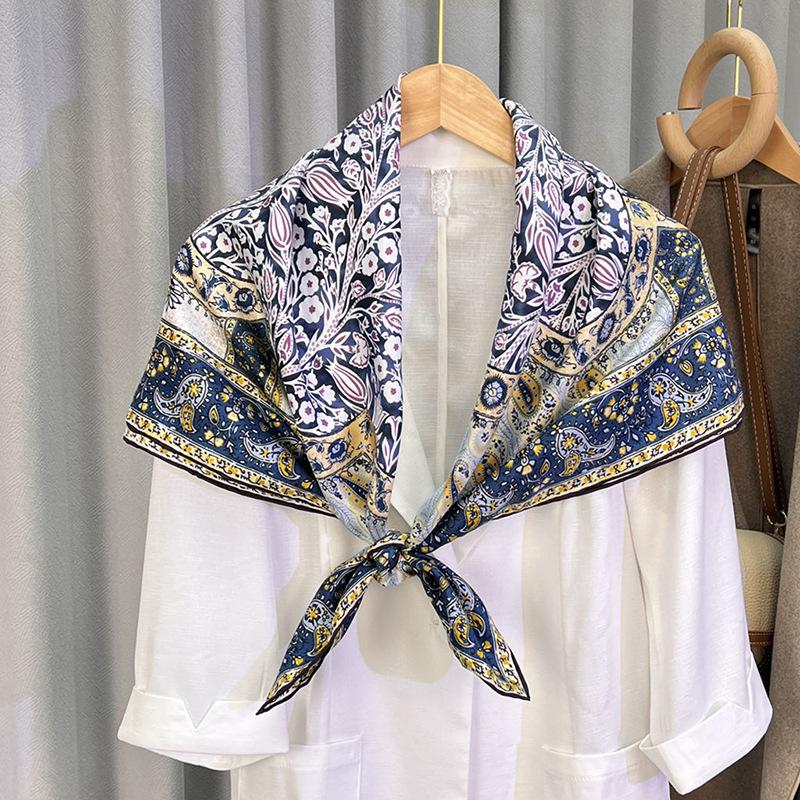 Happiness Tree Double-Sided Retro Silk Silk Scarf Women'S 90 Twill Light Luxury Versatile Large Square Scarf Shawl