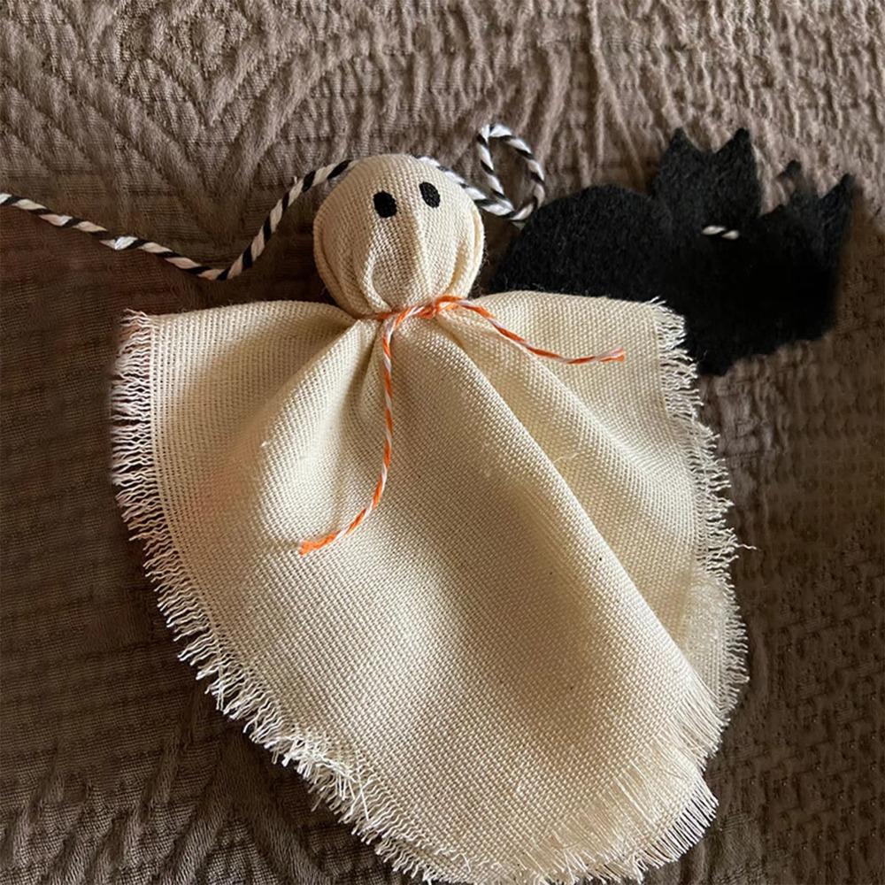 Pumpkin Halloween Decorations Banner Bat Halloween Flag Pulling Linen Ghosts Banner  Festival