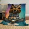 Wolf Plush Blanket Soft Comfortable All Seasons Perfect Sofa Office Naps Outdoor Travel Makes Great Gift