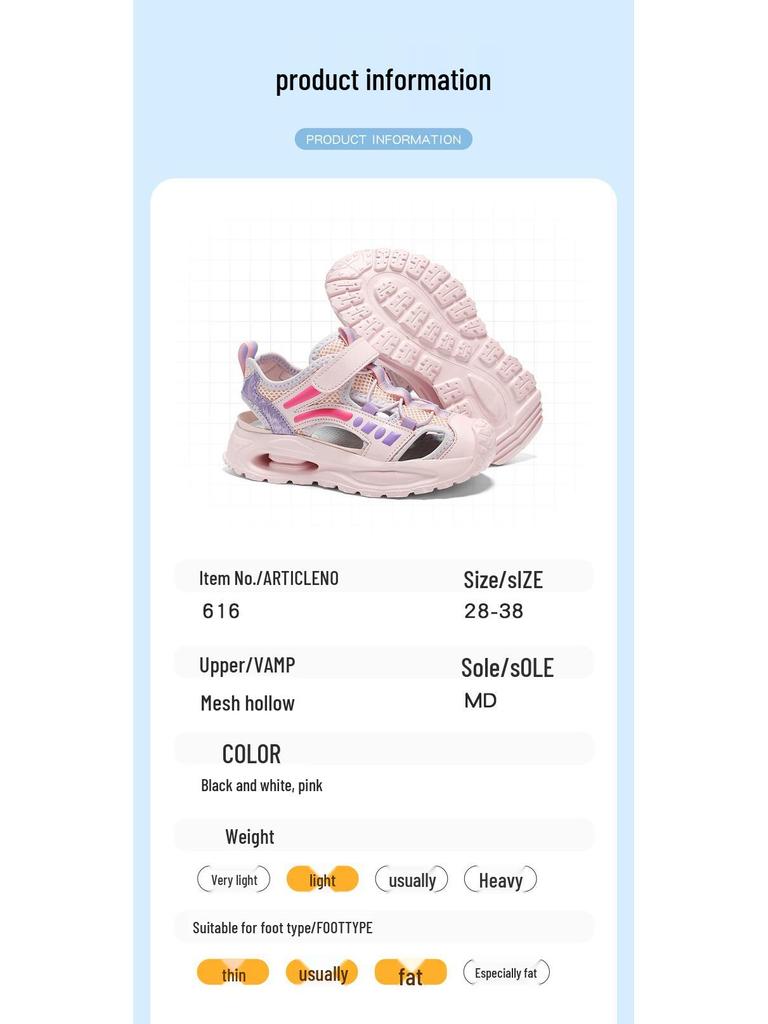 Unisex Kids' Breathable Summer Closed-Toe Sport Sandals
