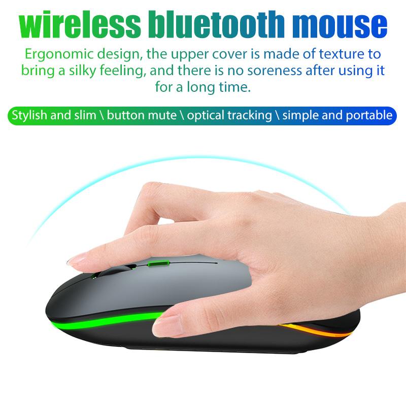 Wireless Rechargeable Bluetooth Mouse with 2.4GHz USB RGB Mouse for Computer Laptop Tablet PC Macbook Gaming Mouse Gamer