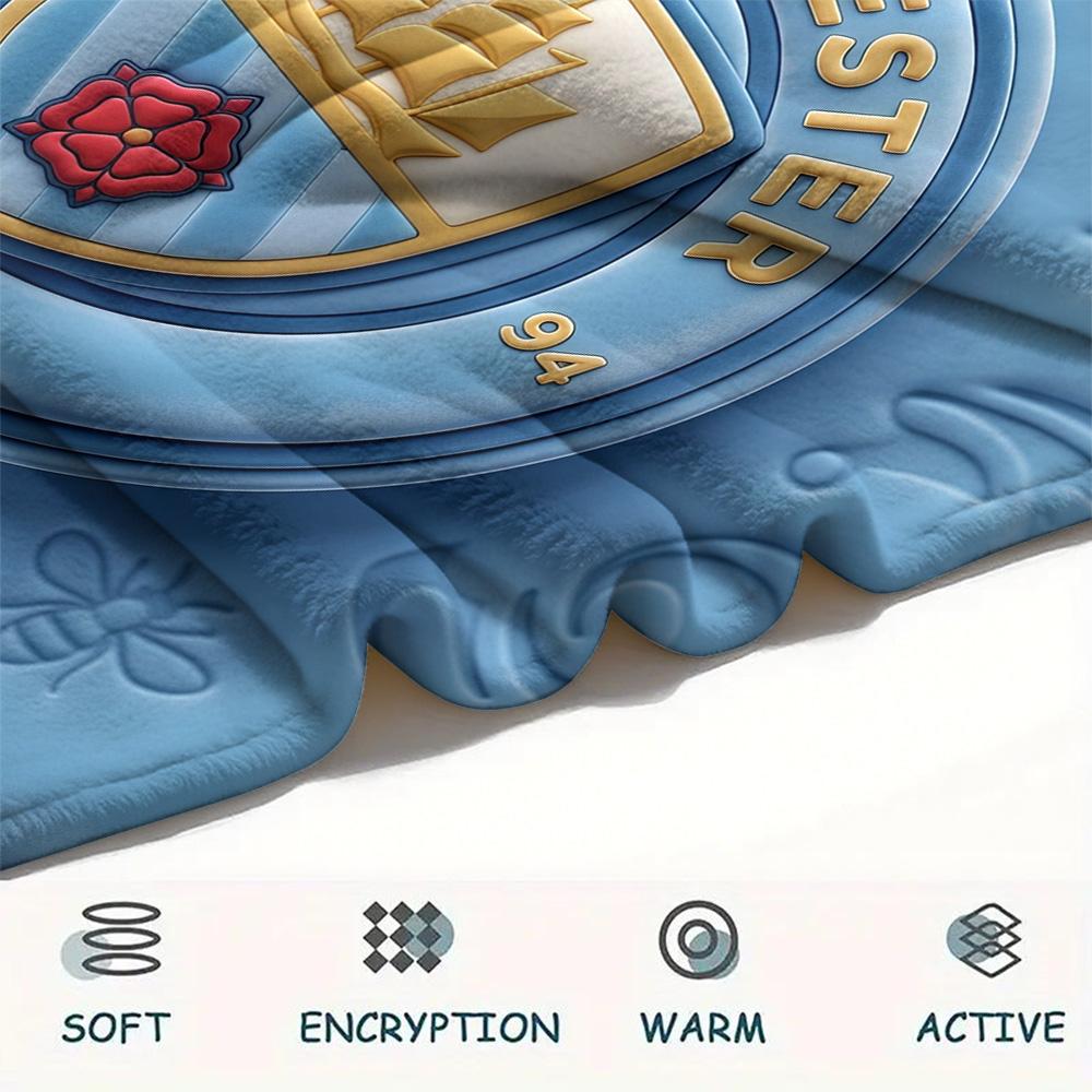 Custom Name Manchester City Flannel Blanket, High quality Comfortable for All Seasons, Home Decor, Warmth and Comfort