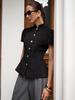 Spring/Summer 2026: Elegant Women's 3D Design Top with Lantern Sleeves & Metal Buckle