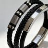 Men's Multi-layer Woven Leather Bracelet with Stainless Steel Tube