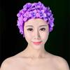 Women's Pleated Flower Swimming Cap Free Size Soft Long Hair Breathable Shower Cap Beach Surfing Protect Ears Elastic Caps Cozy