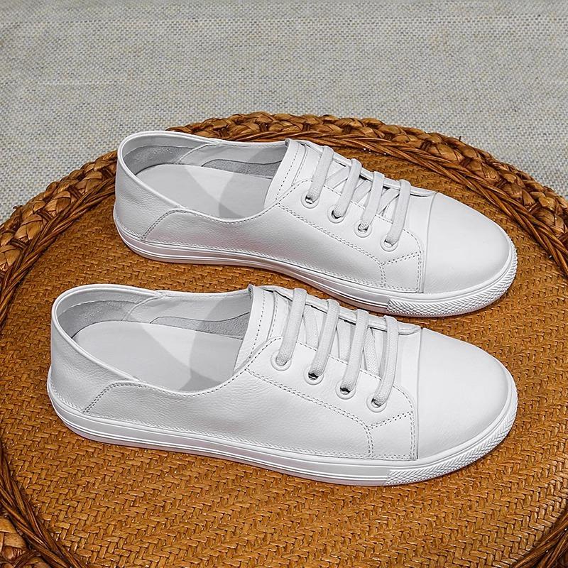 

[Cowhide Edition] Little White Shoes Women s Summer Breathable 2025 New Flat-bottomed Casual Shoes Step on Board Shoes Women 40