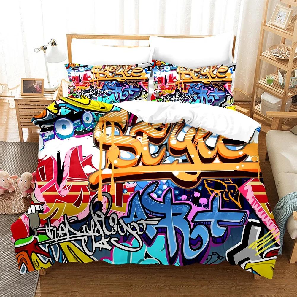3D Printed Hip-hop Style Bedding Set Single Twin Double Queen King Cal King Size Bed Linen Set