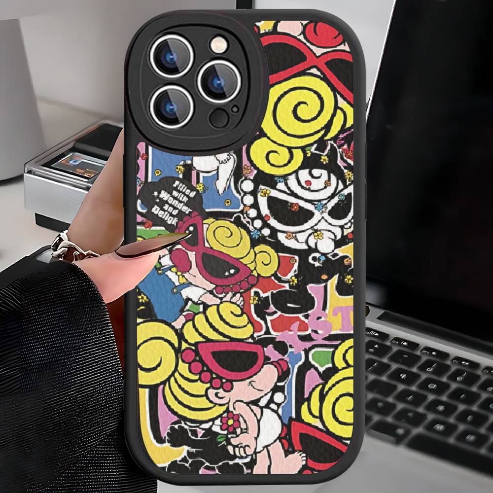 Japan Fashion H-Hysteric M-Mini Phone Case For iPhone 16 15 14 13 12 11 Pro Max Plus Leather Soft Cover