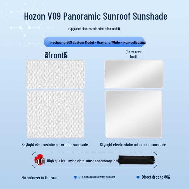 Fits 23-Model V09 Sunroof: Heat Insulation, UV Protection, Privacy, Opaque Sunshade.