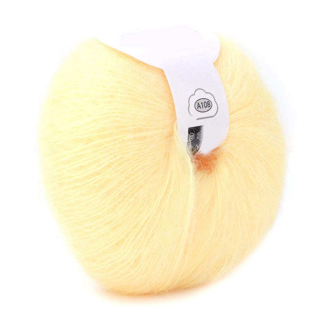 Popolare Morbido Mohair Pashm Lavorato a Maglia Angora Filato di Lana Lungo (giallo chiaro)
