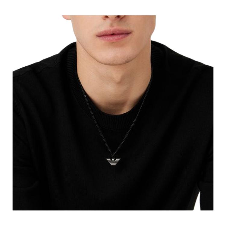 Emporio Armani Double Layer Eagle Logo Hip Hop Street Style Stainless Steel Necklace Men necklace EGS2994040