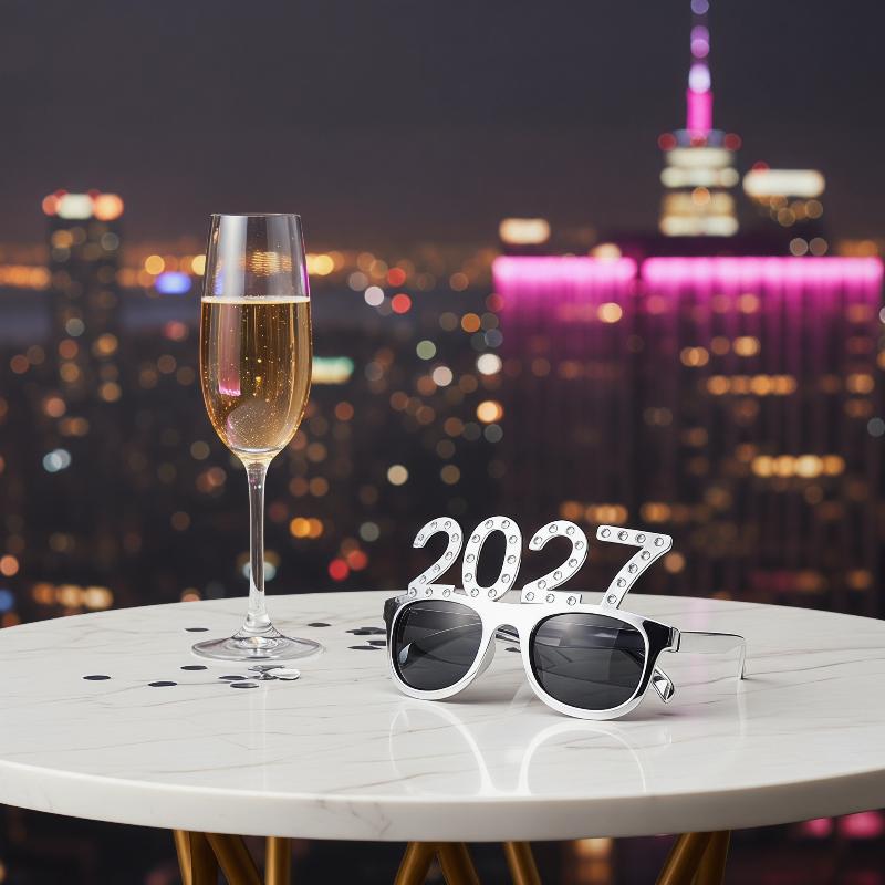 Glitter Diamond 2027 Number Glasses Funny Eyewear New Year Xmas Party Cosplay Decor Prop