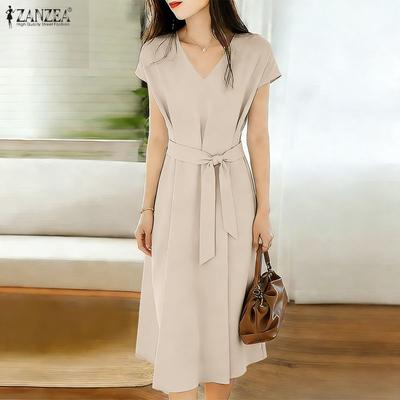Vestido Casual de Verano sin Mangas con Cuello en V para Mujer