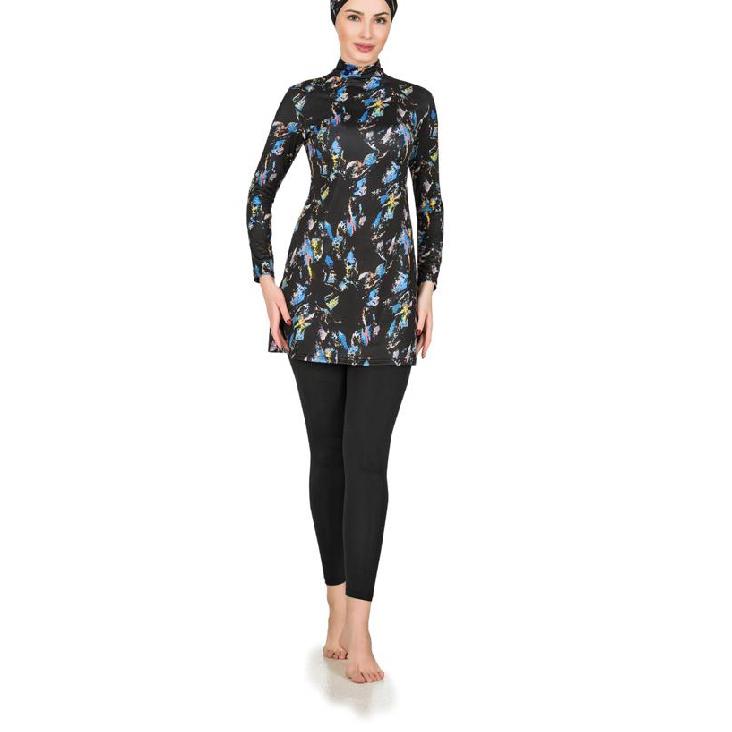 

New in gradient prints Modest muslim burkini 2 piece set Long sleeve tunic and full length leggings set - Muslim swimwear - UV protection beachwear - 5XL зелений