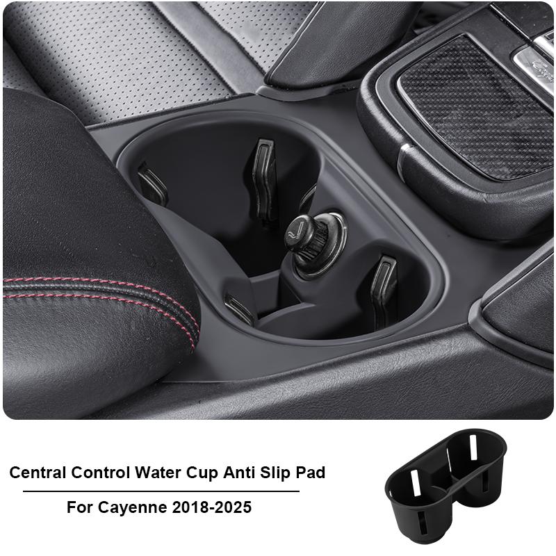 For Porsche Cayenne 2024 2025 Car Silicone Center Console Organizer Box Cup Holder Wireless Charging Pad Cup Insert Accessories