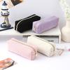 1 PC Solid Color Striped Corduroy Pencil Case Portable Large Capacity Desktop Stationery Storage Student Back-to-School Gift