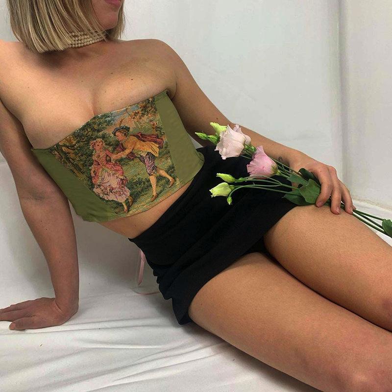 Summer Women Sexy Off-Shoulder Tube Tops 2023 New Strapless Backless Printing Tank Vests Tops Sexy Women Party Club Wear