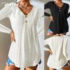 JPNTKY Women's Fashion Casual Solid Color Print Long Sleeve V Neck Blouses & Shirts Unique Design