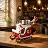 Decorative Desk Pen Holder Christmas Santa Claus Coffee Mug with Reindeer Handle, 300ml 3D Handle Embossed Resin Holiday Cup for Hot Cocoa,