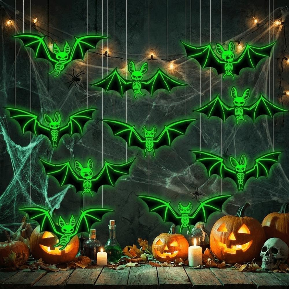 PP Material Bat Stickers Fluorescent Luminous Decor Spooky Hanging Ornaments Ceiling Decor