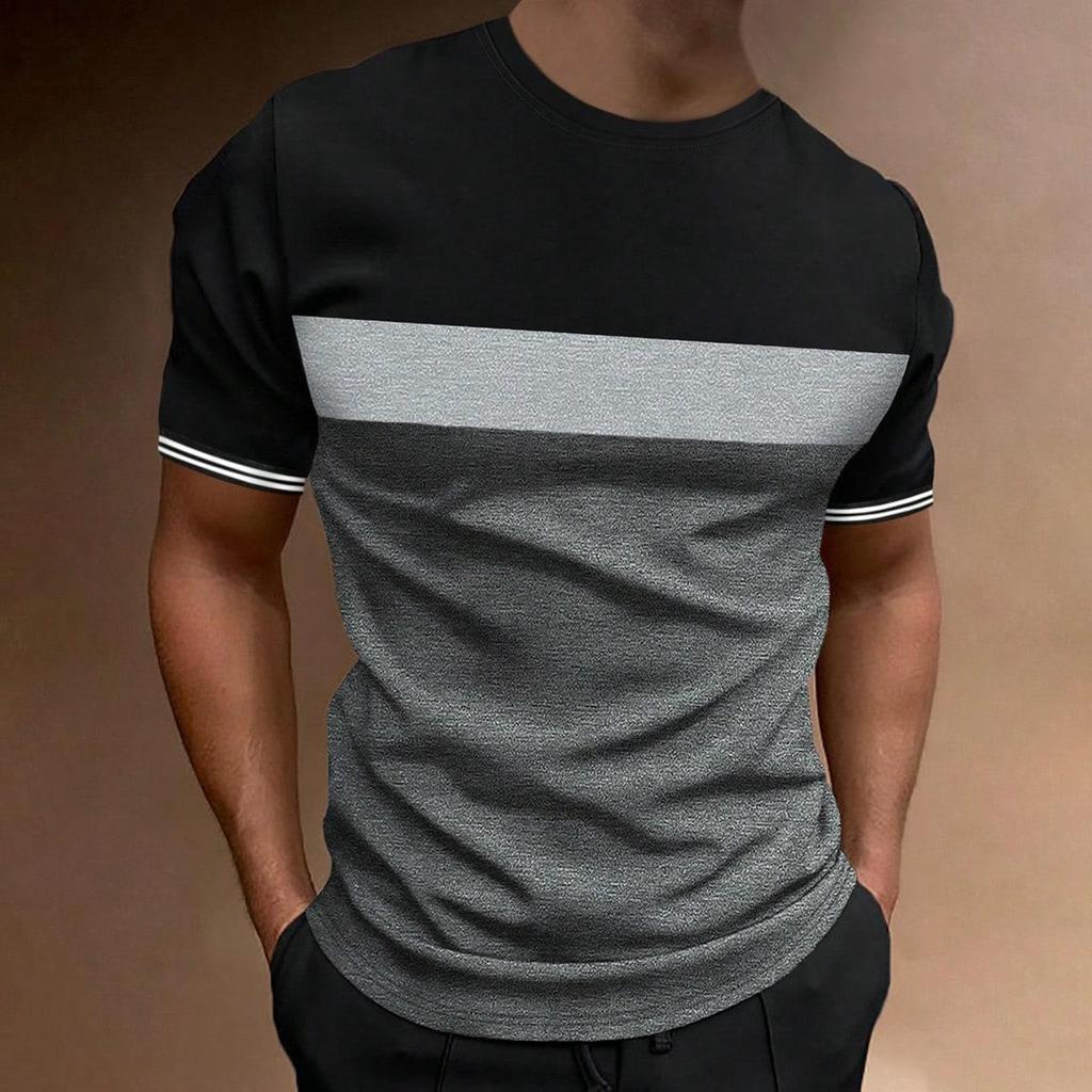 Luxury Brand T-Shirt 2024 Men'S Spring And Summer Leisure Sports Breathable Comfortable Beach Wind Stitched Stripe Color