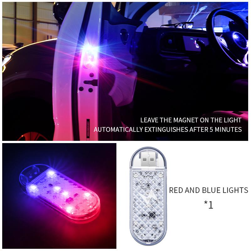 1/2PCS Car RGB LED Door Strobe Warning Signal Lights USB Magnetic Welcome Light Safe Anti-collision Emergency Lamp