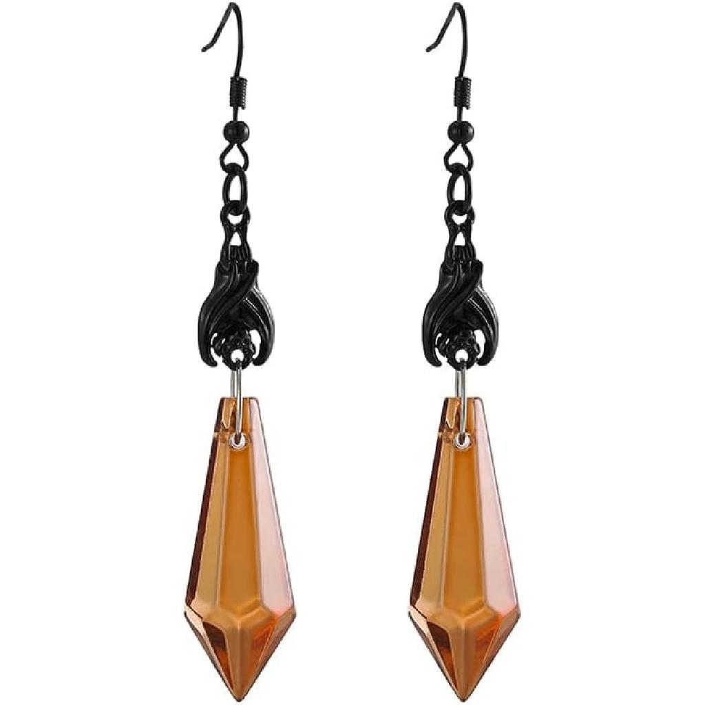 Gothic Dark Bat Dangle Earrings Red Black Crystal Gems Bat Earrings Punk Rock Style Bats Animal Earrings Halloween Costumes Earrings Jewelry for