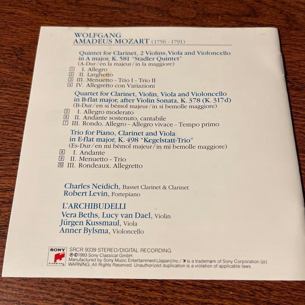 Used Mozart: Clarinet Works / Charles Neidich, Robert Levin
