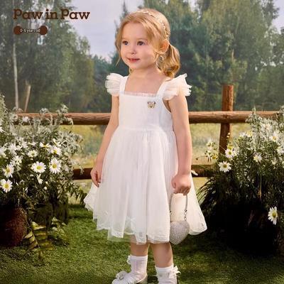 PawinPaw Baby Girl Cartoon Bear Suspender Mesh Dress