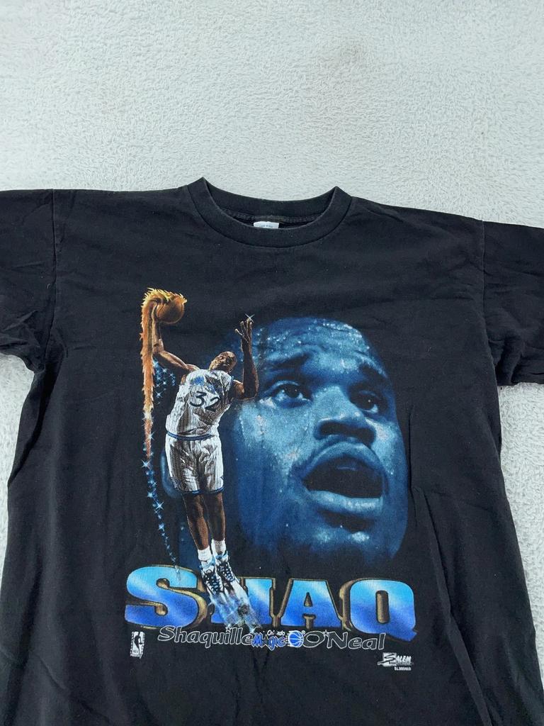 Vintage Shaquille O'Neal T-Shirt Large Black Salem Basketball NBA Shaq USA 90s