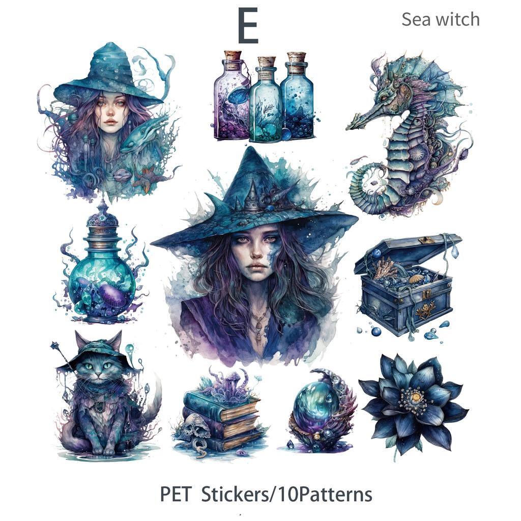 20pcs/pack Dark Witch PET Stickers Collage Vintage Scrapbooking Materials Decor Junk Journal DIY Sticker Stationery