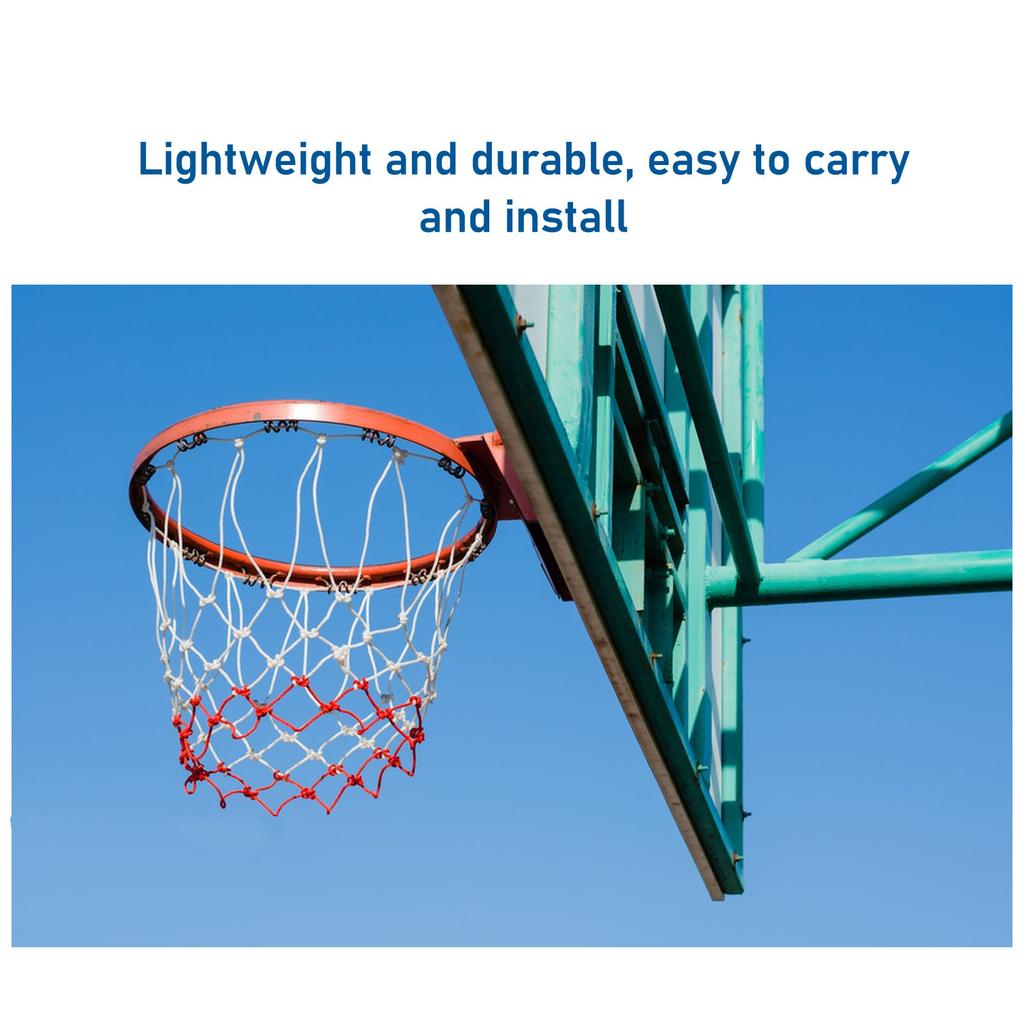 2pcs Heavy Duty Basketball Net Replacement White Red Blue Color Splicing Basketball Hoop Net