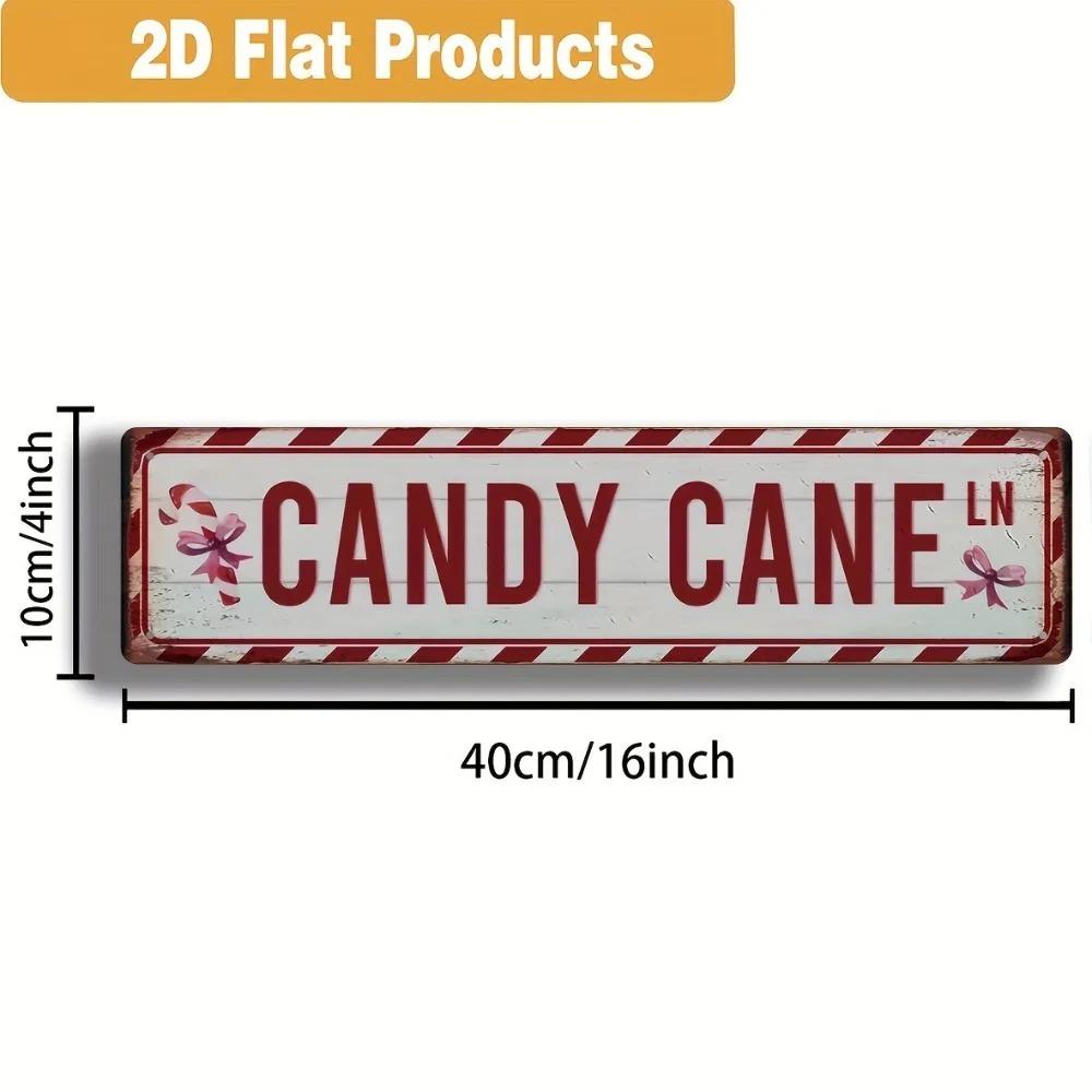 Handmade 2D Candy Cane Sign, Funny Acrylic Rectangle Art, 15.7x3.9in Christmas Wall Farmhouse Decor