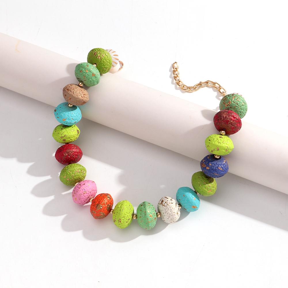 Boho Resin Irregular Geometric Beads Choker Necklace for Women New Trendy Colorful Acrylic Necklaces Beach Party Jewelry Gift