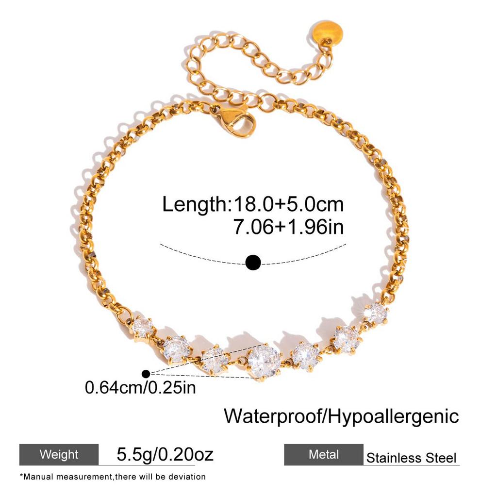 Delicate White Crystal Bracelets Sparkle Teardrop-shaped Zircon Bracelets Adjustable Stainless Steel Wedding Jewelry Accessories