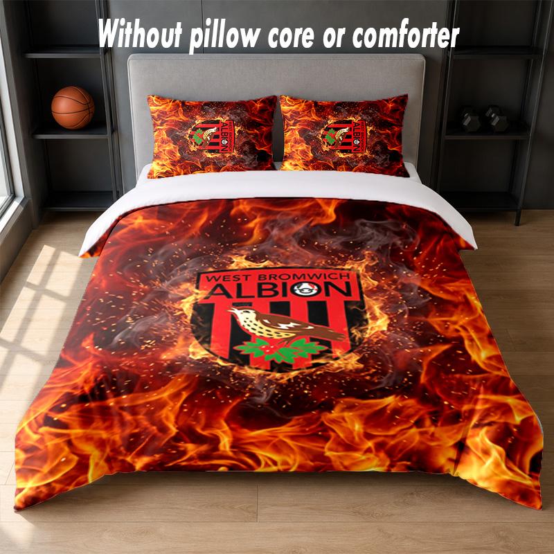 West Bromwich Albion Football Design Set Biancheria da Letto 1 Copripiumino + 2 Federe Morbido Traspirante Biancheria da Letto per la Casa