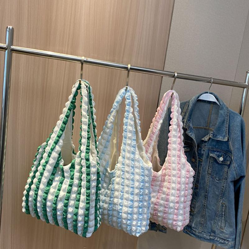 Yogodlns Sommer Stripe Bobleveske For Kvinner Godterifarge Skulderveske Shopping Tote Håndveske Jenter Armhuleveske Pung