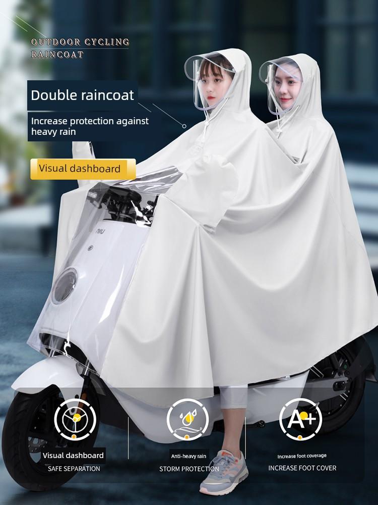 Fashionable Electric Scooter Raincoat, New Long Version for Single or Double Riders, Full-Body Storm-Proof Riding Poncho