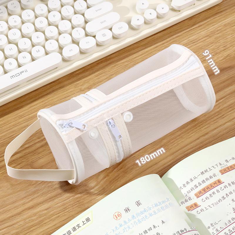 Mesh Dual-Use Makeup Brush Storage Bag Portable Brush Case Simple Large Capacity Brush Bucket Holder Travel Stand-Up Pouch