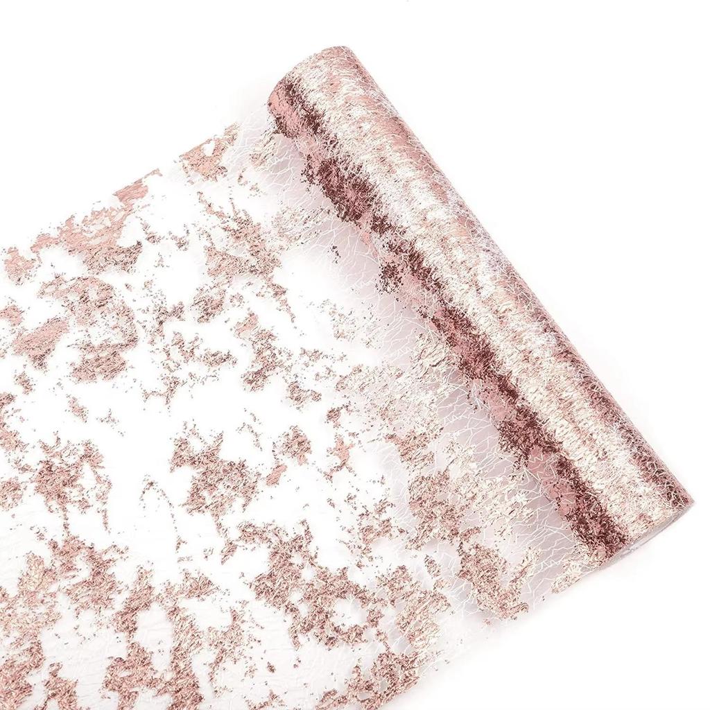 Table Runner 1PCS Hot Stamping Foil Messy Mesh Gold Mesh Tablecloth Wedding Christmas Day Party Decoration