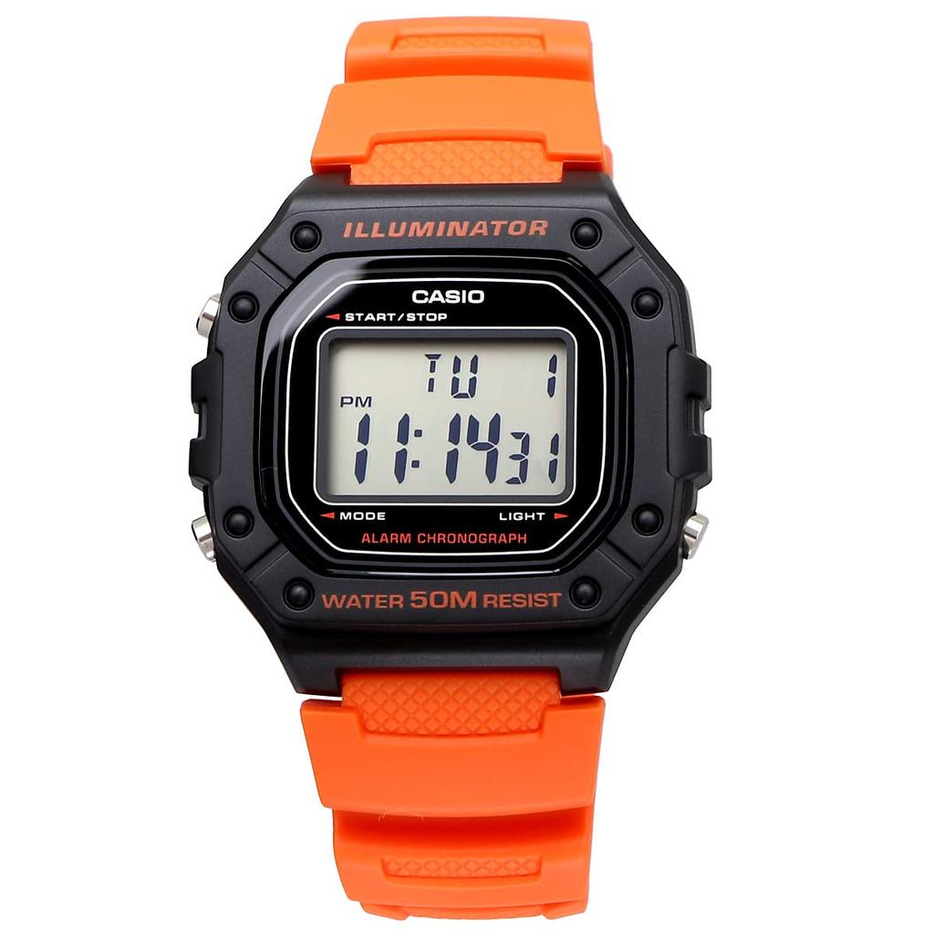 Casio Standard Digital Wristwatch and Overseas Used W-218H-4B2V, Men's Women's, Orange, Model,