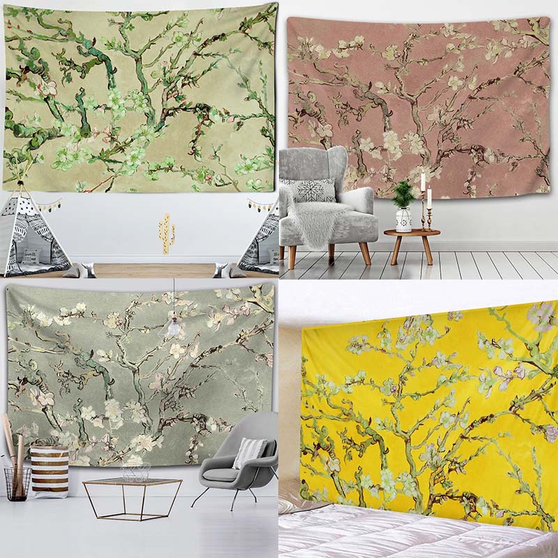 Retro Olieverf Bloemen Achtergrond Doek Huis Muur Decoratie Wandtapijt Kantoor Woonkamer Wandtapijt
