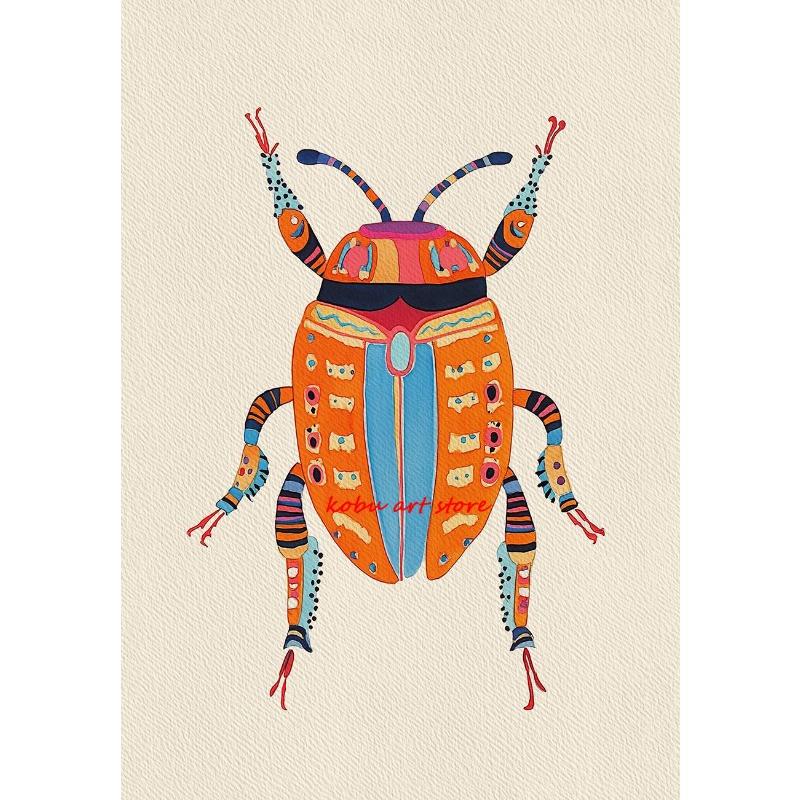 

Акварельный плакат с жуком, бабочкой, мотыльком, цветная картина на холсте с насекомым, настенное искусство, картина для комнаты, домашний декор, подарок энтомологу 21cm×30cm NoFrame