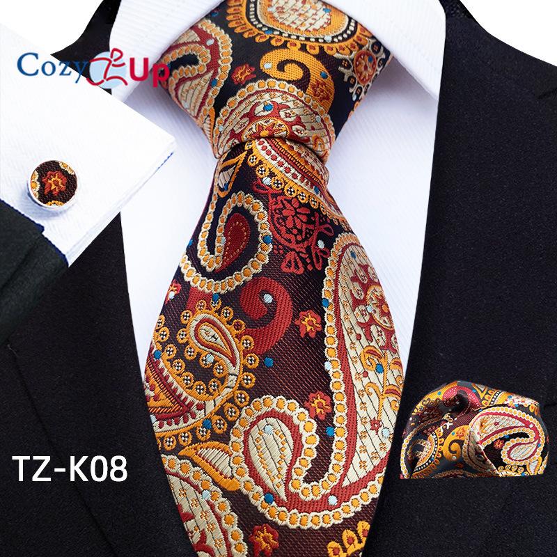 Cozy Up Three-piece Set Paisley Fashion Business Men's Tie Includes Tie Cufflinks Handkerchief