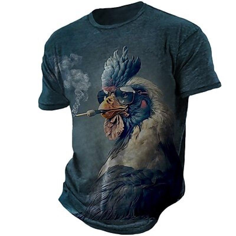 

Муж. Футболка Футболка Графика Животное Петух Круглый вырез Одежда Одежда 3D принт На открытом воздухе Повседневные С короткими рукавами С принтом Модельер Винтаж