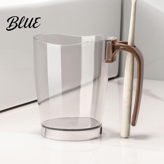 Exquisite Bathroom Decor Tumbler Clear Toothbrush Cup with Handle Plastic Mouthwash Holder Food Grade Rinse Storage Slot Modern Accessory