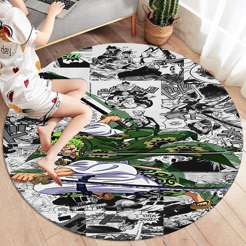 Roronoa Zoro Round Area Rug Carpet Rug For Living Room Bedroom Sofa Playroom Decor Nonslip Floor Mat