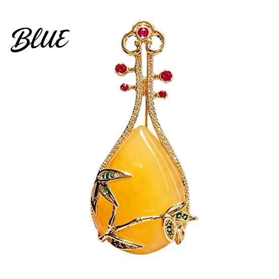 Decorative Lapel Pin Lute Brooch for Women Vintage Chinese Musical