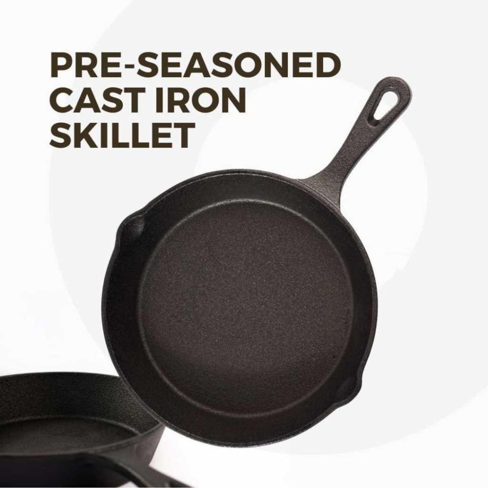 10/14/16/20/26cm Cast Iron Skillet Pre-Seasoned Breakfast Pan Black Mini Omelette Pan  Cooking Eggs